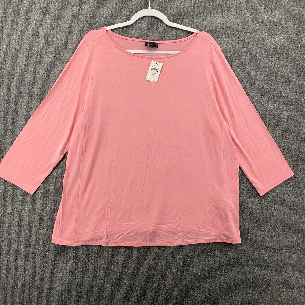 J Jill Wearever Blouse‎ Womens XL Pink Tunic Round Neck Ladies Coastal Casual